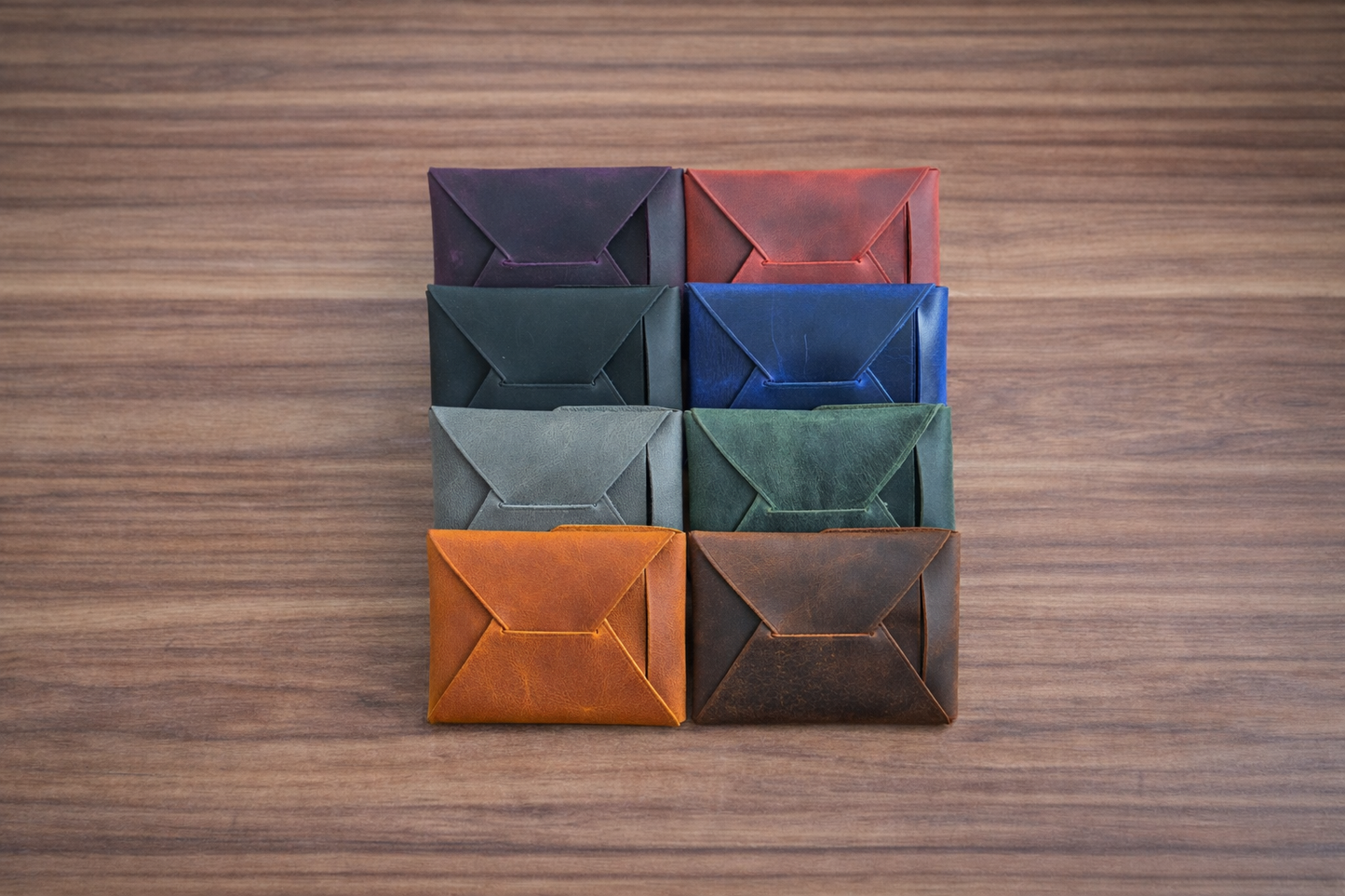 Leather Wallet Slim Handmade Card Holder for Men & Women: Blue