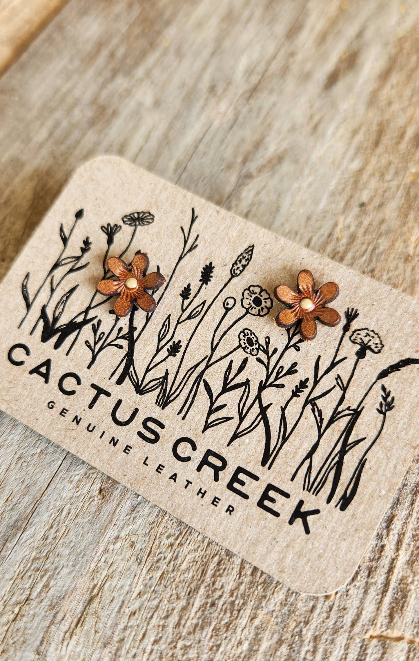 Wild Flower Genuine Leather Post Earrings HP