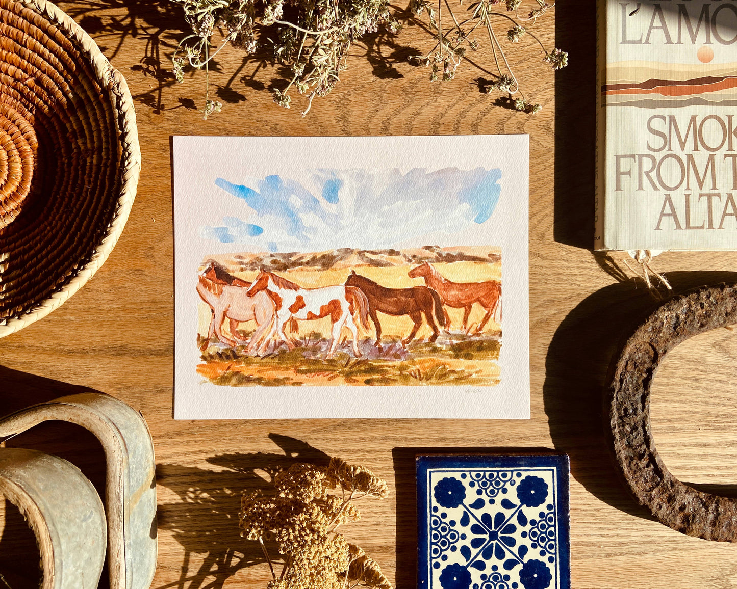 Western Horse Ranch Landscape Painting Wall Decor Art Print