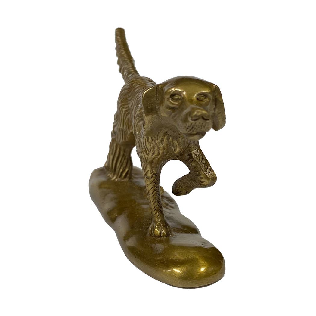 Solid Brass Pointer Dog Paperweight, 6”