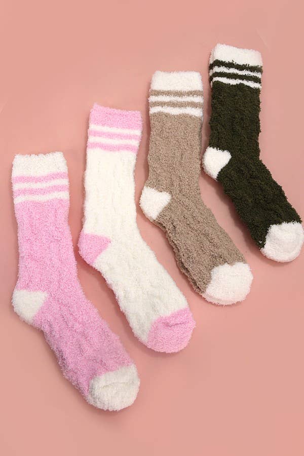 WARM CHINLON SOFT FLEECE FUZZY SOCKS-OLIVE LU