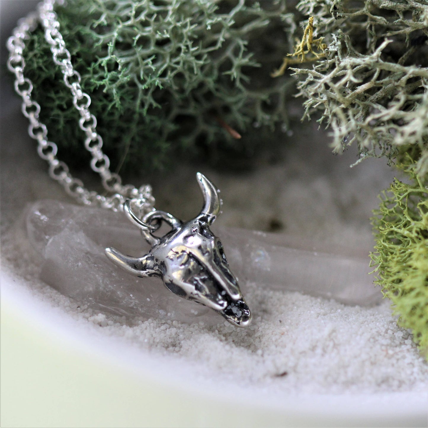 Bison Skull Sterling Silver Necklace LU