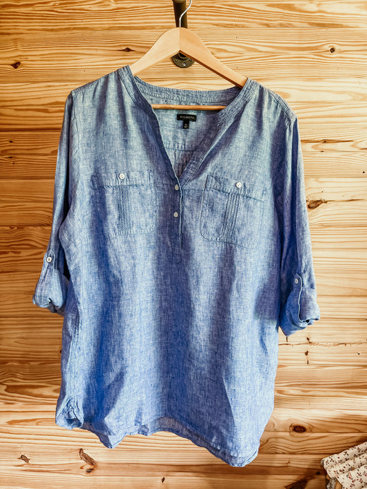 Blue Linen Top HP