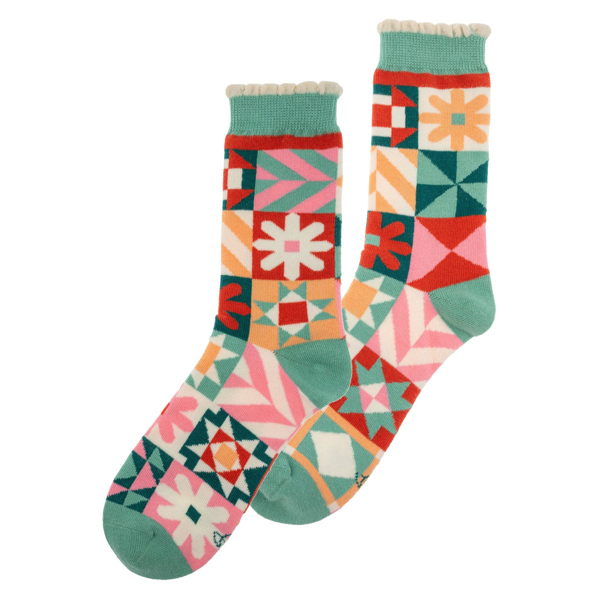 Quilt Blocks Crew Socks
