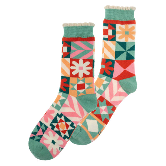 Quilt Blocks Crew Socks