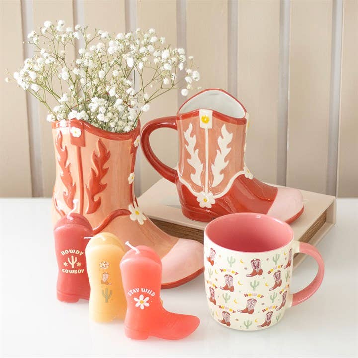 Pink Cowboy Boot Flower Vase-LU