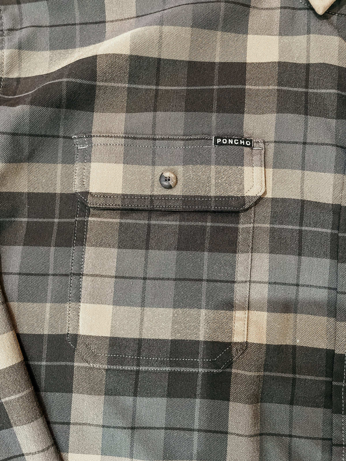 Poncho Grey Plaid Flannel Shirt HP