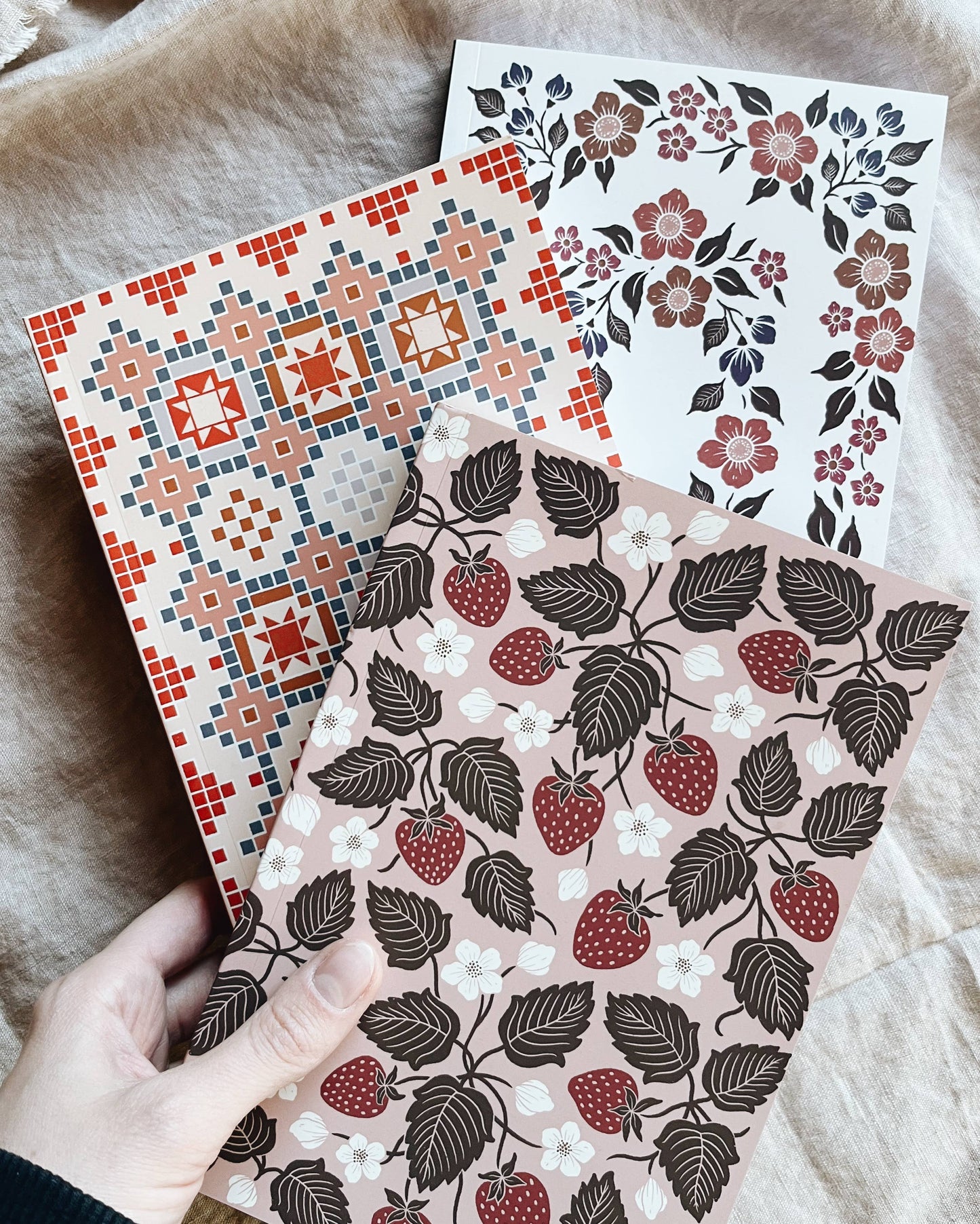 Scandi Tiles Notebook A5 Size Velvet Touch Lined Journal