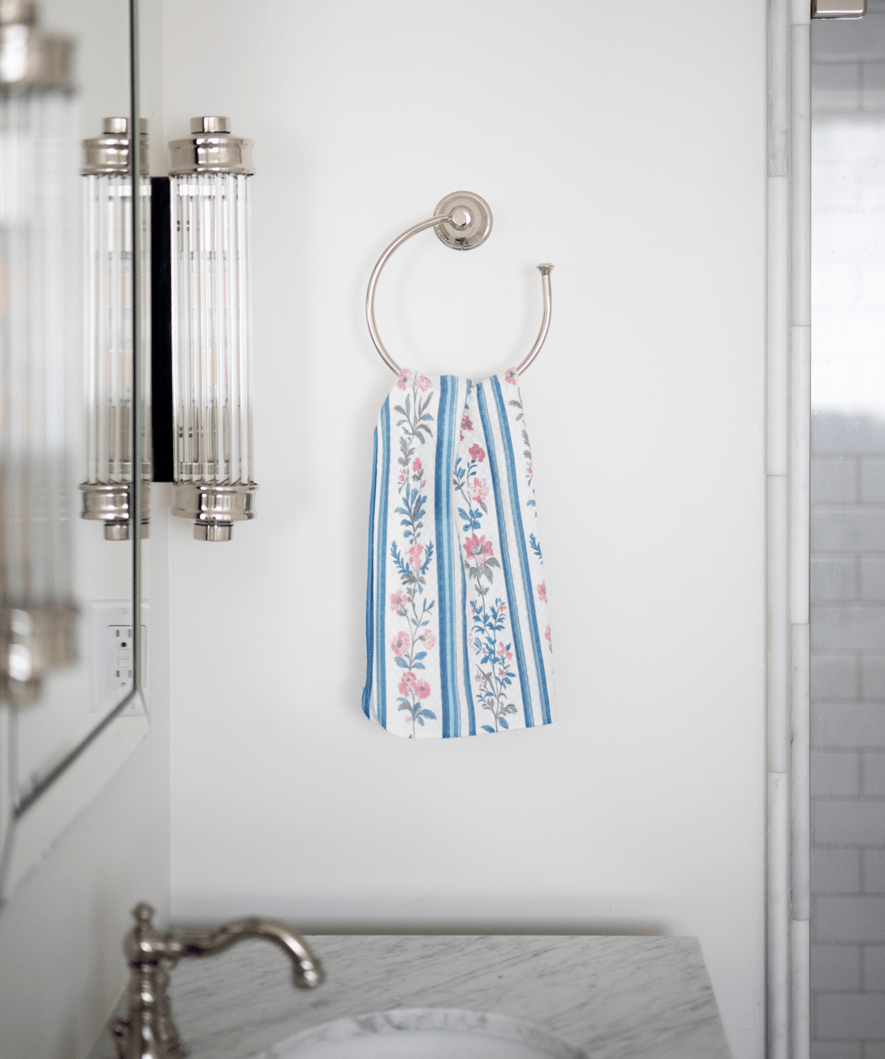 Floral Stripes Tea Towel
