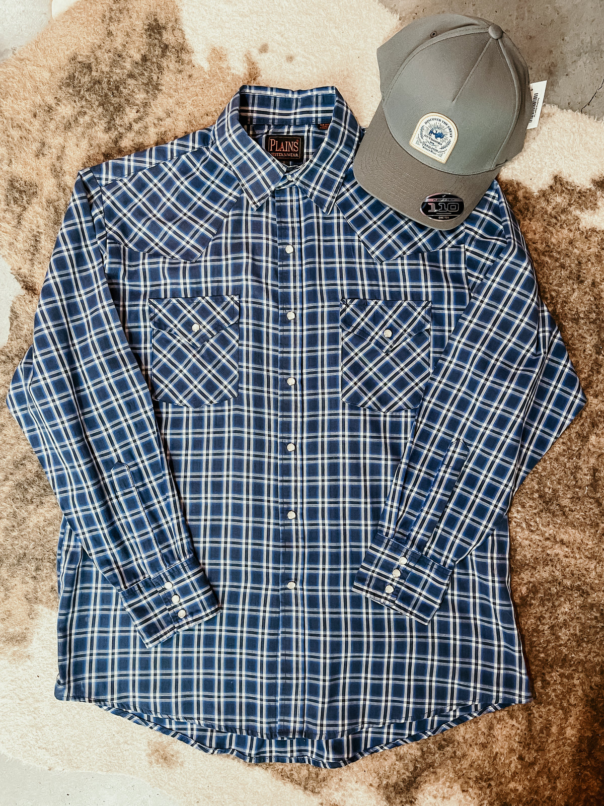 Blue and Navy Plaid Pearl Snap HP