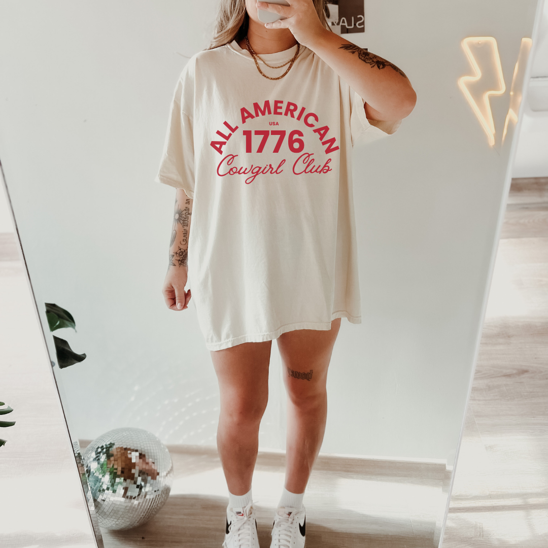 All American Cowgirl Club T-Shirt Off-White HP