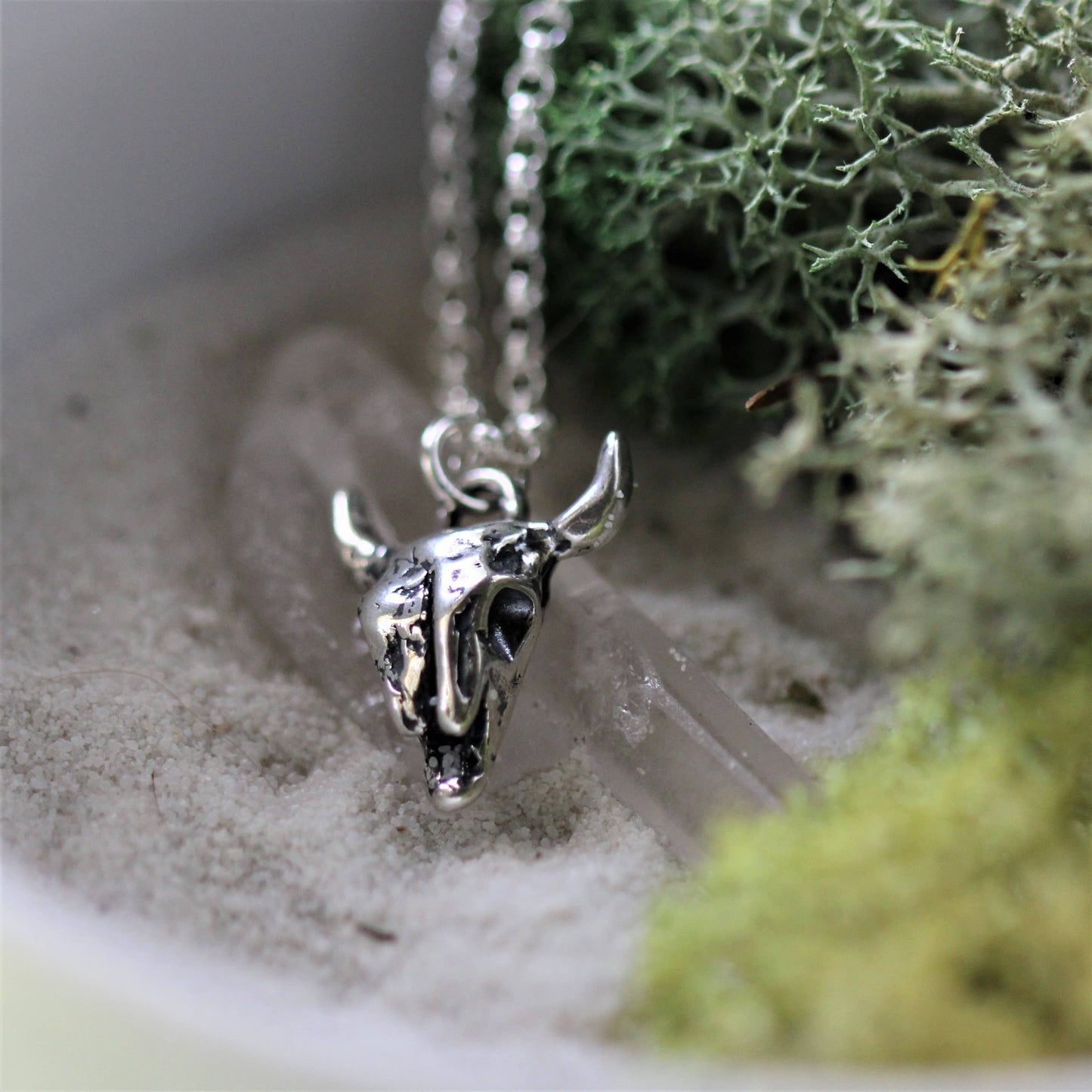Bison Skull Sterling Silver Necklace LU