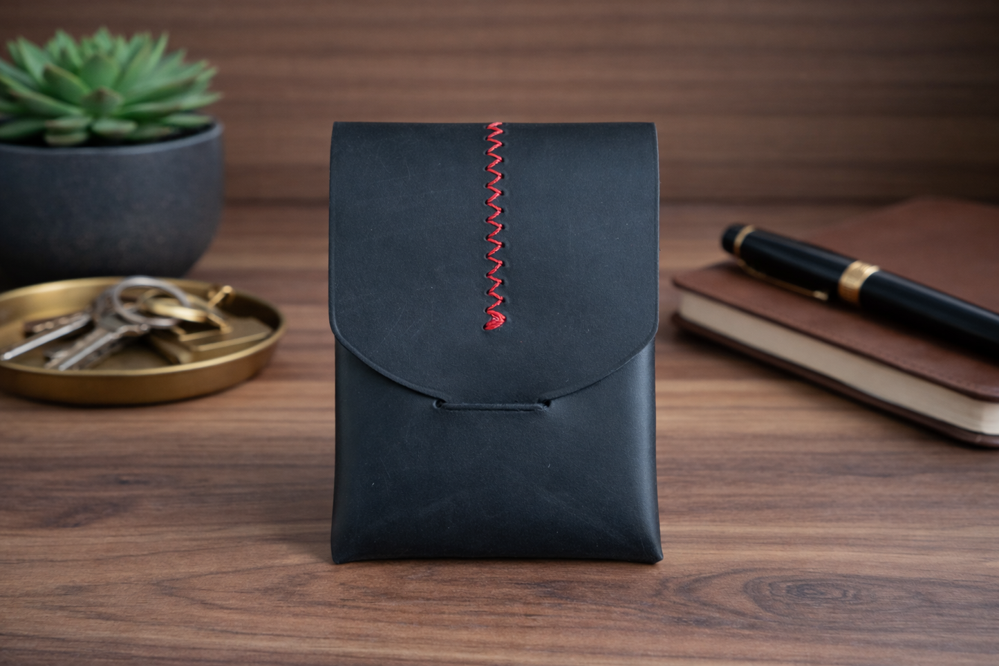 Leather Wallet Slim Handmade Card Holder for Men & Women: Purple
