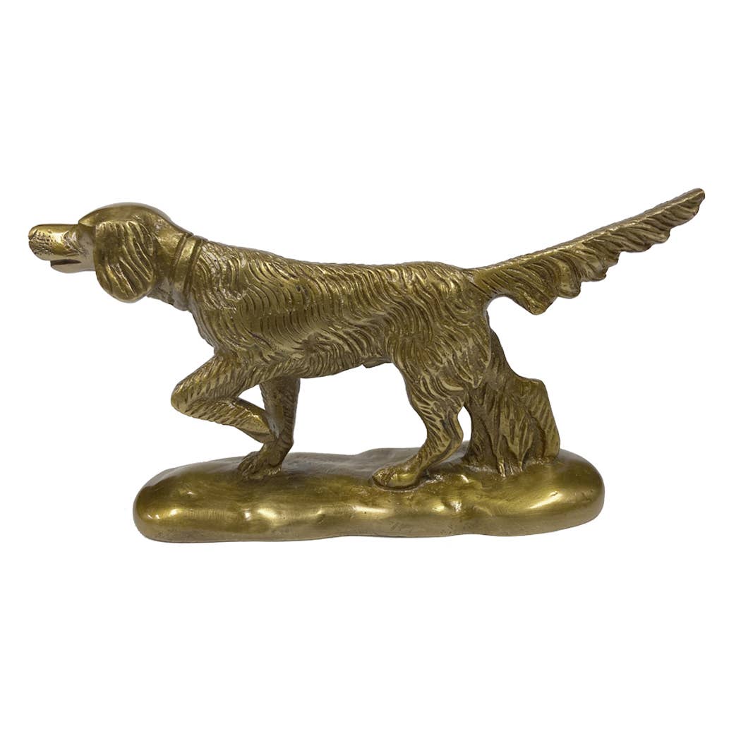 Solid Brass Pointer Dog Paperweight, 6”