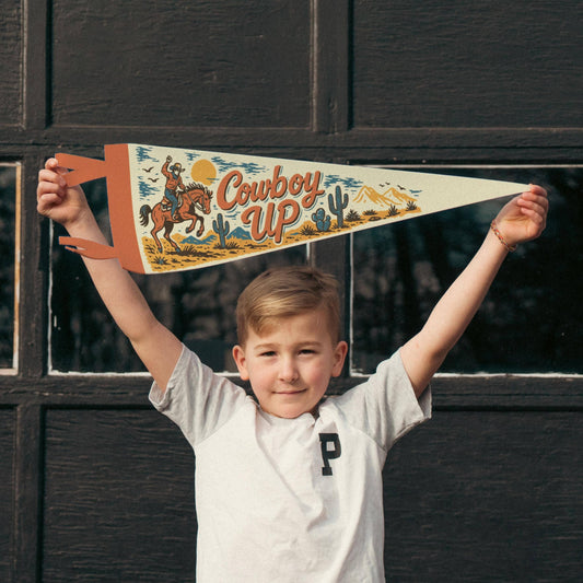 Cowboy Up Felt Pennant: Large Pennant-LU
