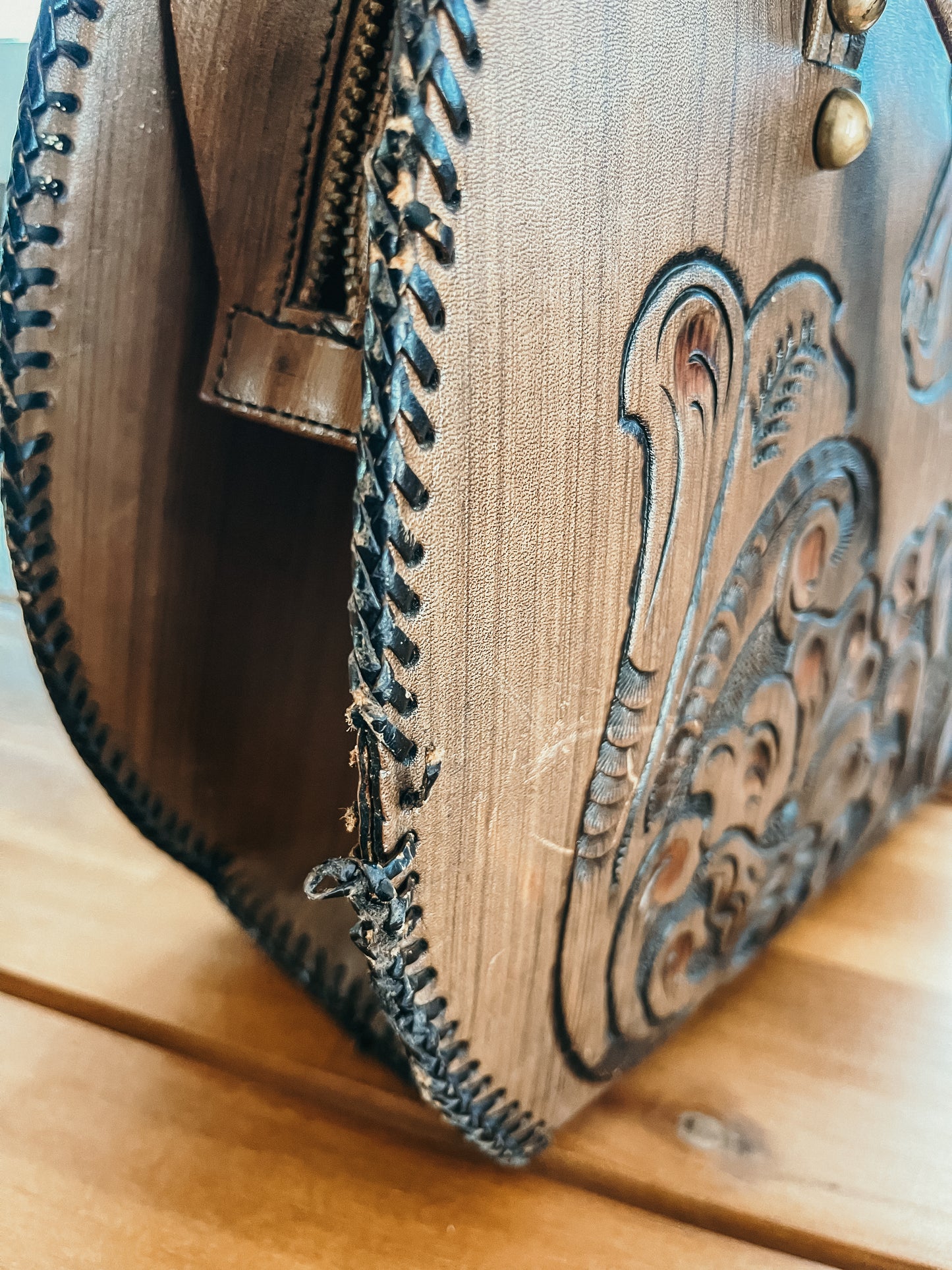 Tooled Leather Horse Purse