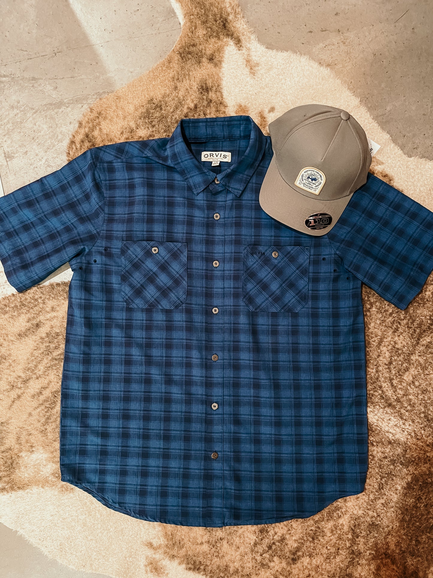 Orvis Blue Plaid Outdoor Shirt SZ L HP