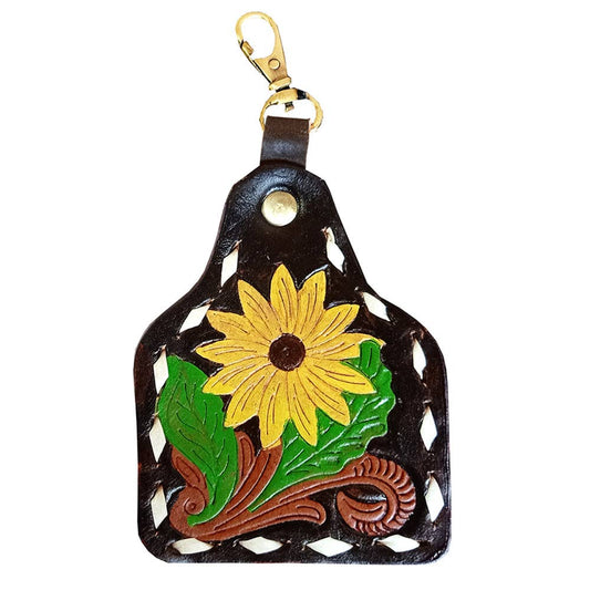 Hand Tooled Genuine Leather Keyring 3 LU