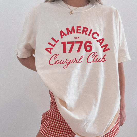 All American Cowgirl Club T-Shirt Off-White HP