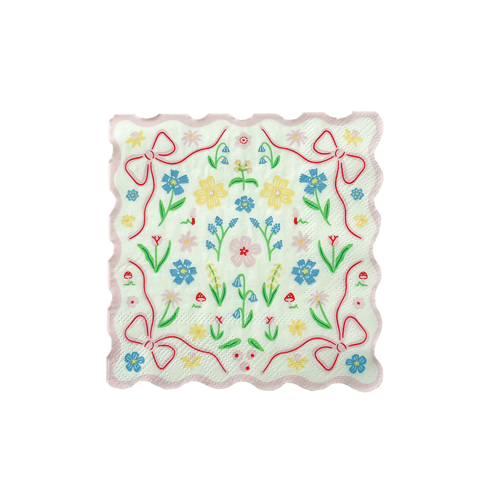 Bunnies In The Garden Pink Floral Petite Napkins