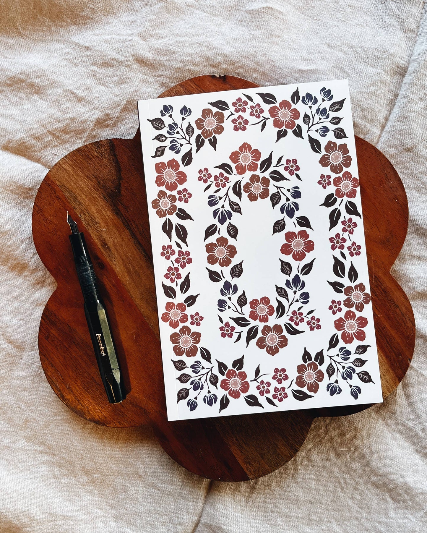 Floral Wreath Notebook A5 Size Velvet Touch Lined Journal