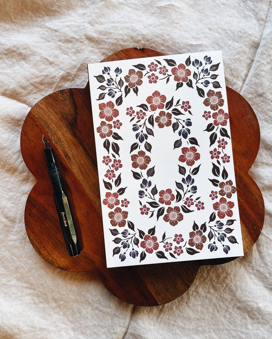 Floral Wreath Notebook A5 Size Velvet Touch Lined Journal