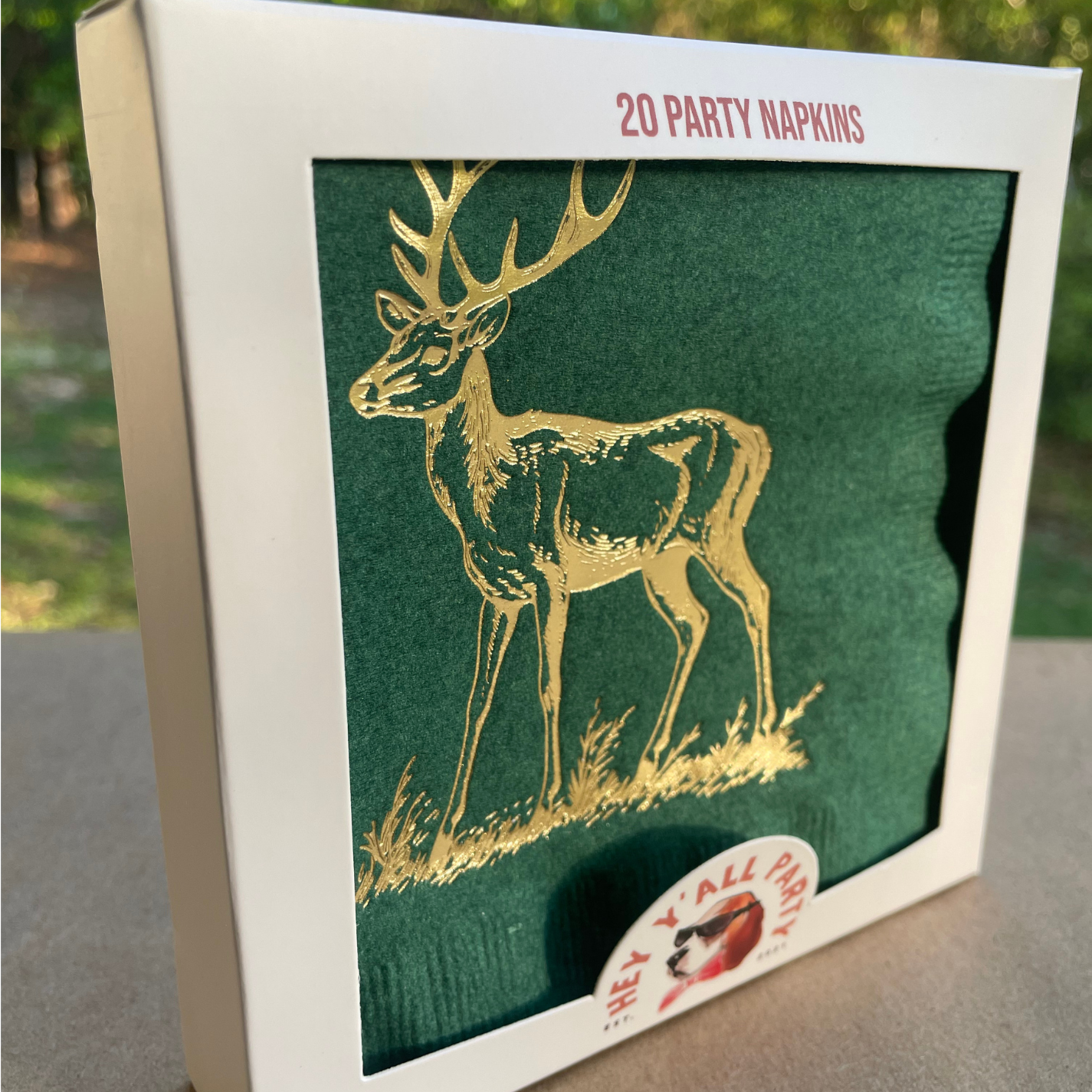 Deer Gold Foil on Hunter Green Party Napkins