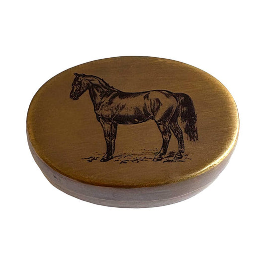Standing Horse Pill Box, Solid Antiqued Brass, 3"