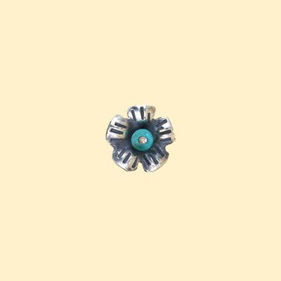 Baroque Sterling Tiny Flower Ear /Turqouise