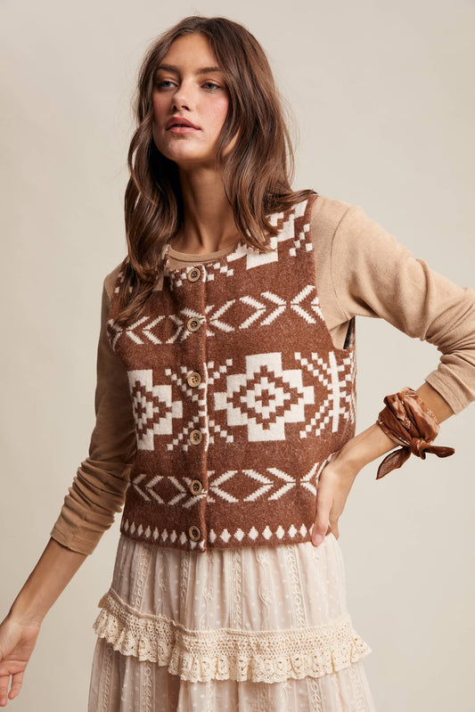 Southwestern Button-Up Wool Vest HP