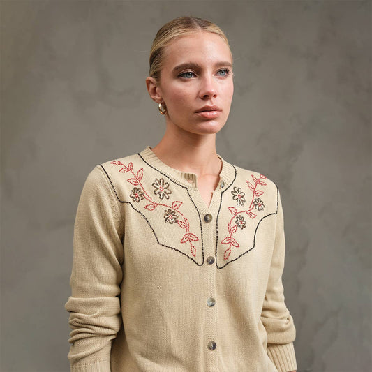 Embroidered Bead Detail Knit Cardigan HP