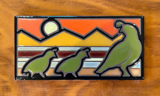 Retro Quail Art Tile: Palette 1 - Orange