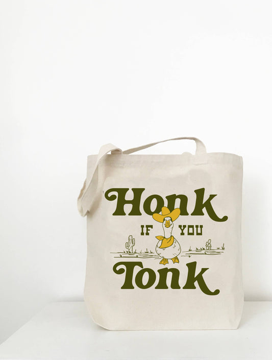 Honk If You Tonk Cotton Canvas Tote Bag LU