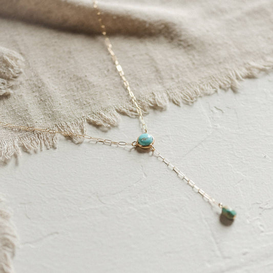 Lariat Necklace // Turquoise // Demi-Fine Gold LU