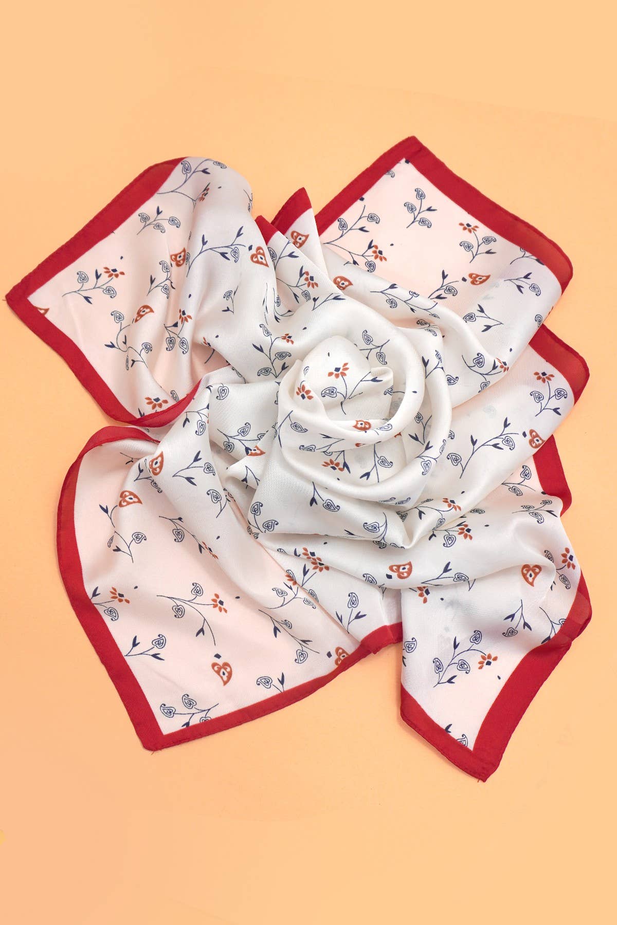 FLOWER PRINT SILKY FEELING BANDANA-PINK LU