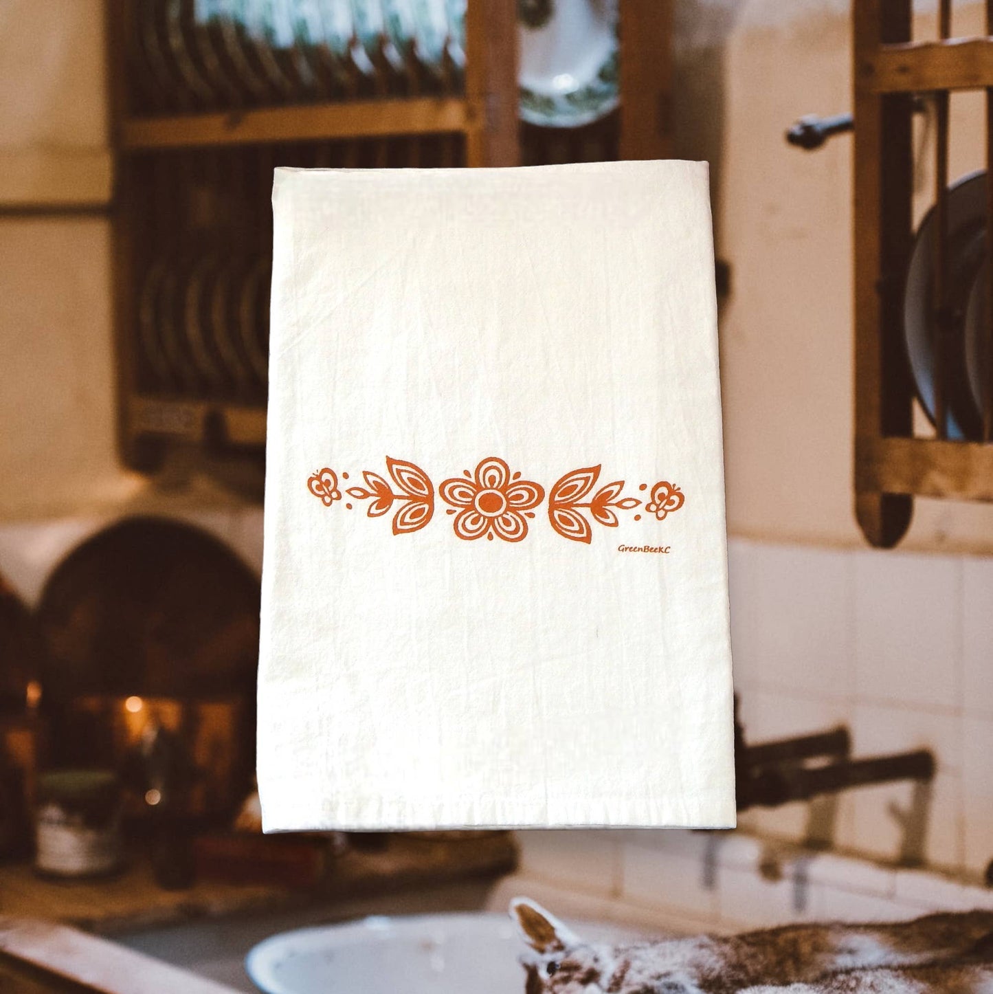 Butterfly Gold Towel | Tea Towel | Flour Sack Dish Towels LU