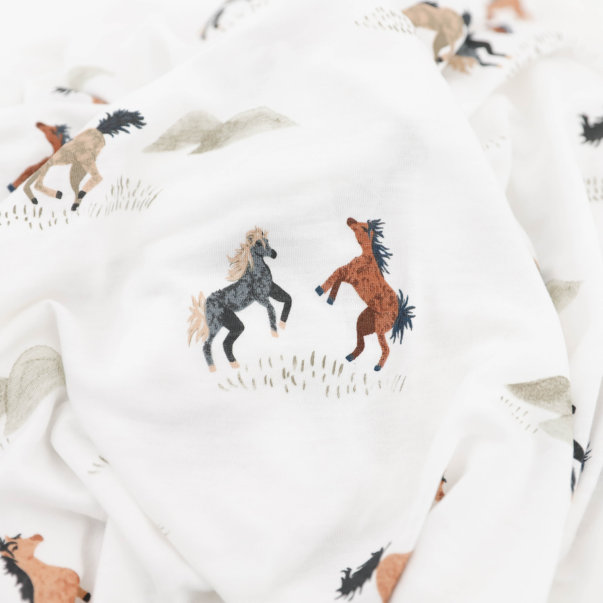 Stretch Knit Swaddle Blanket - Wild Horses: Wild Horses