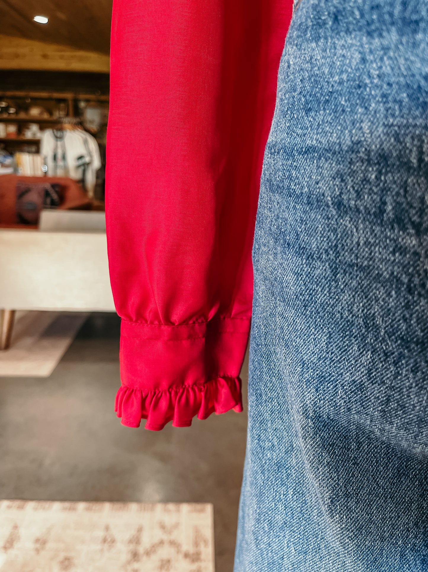 Red Ruffle Vintage Top HP