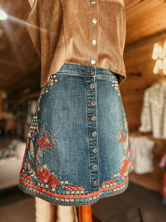 Embroidered Denim Skirt HP