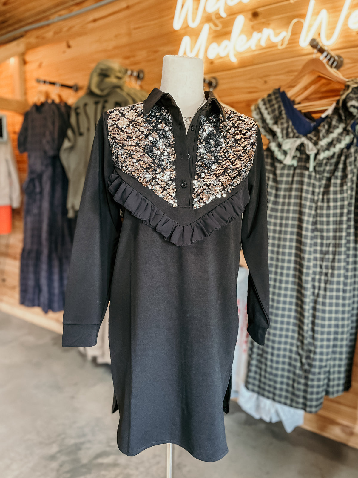 Black Sequin Party Dress HP