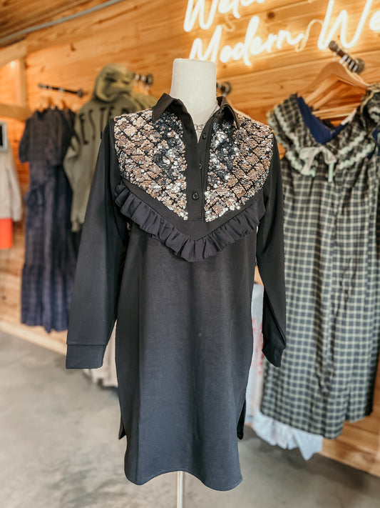 Black Sequin Party Dress HP