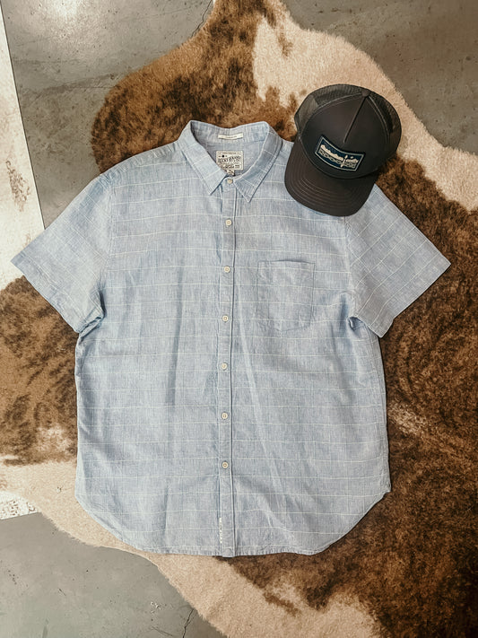 Lucky Short Sleeve Grid Print Button Up HP