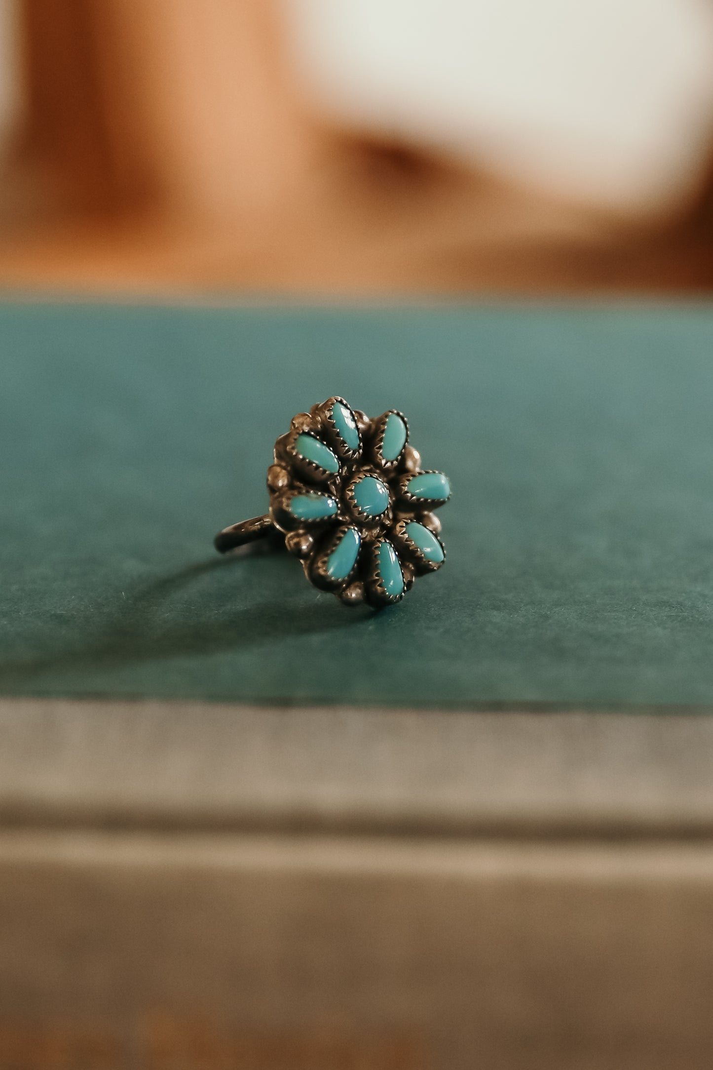 Vintage Turquoise Flower Ring