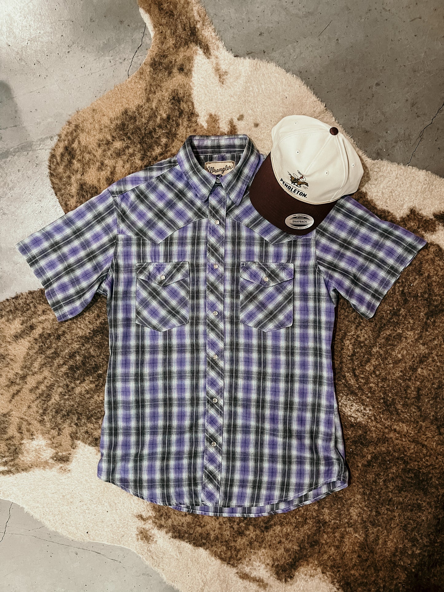 Purple and Black Plaid Pearl Snap HP