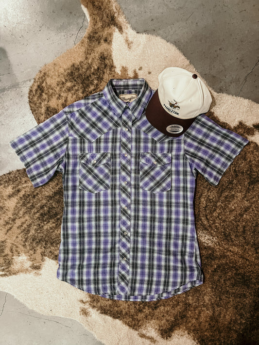 Purple and Black Plaid Pearl Snap HP