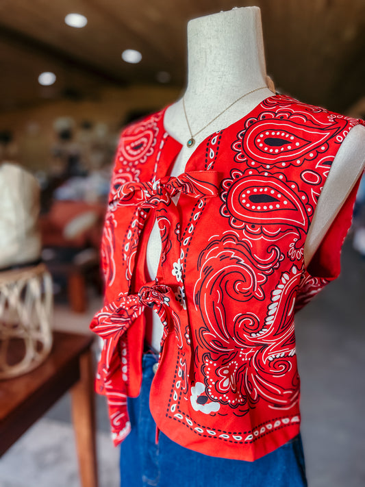 Bandana Print Tie Top HP