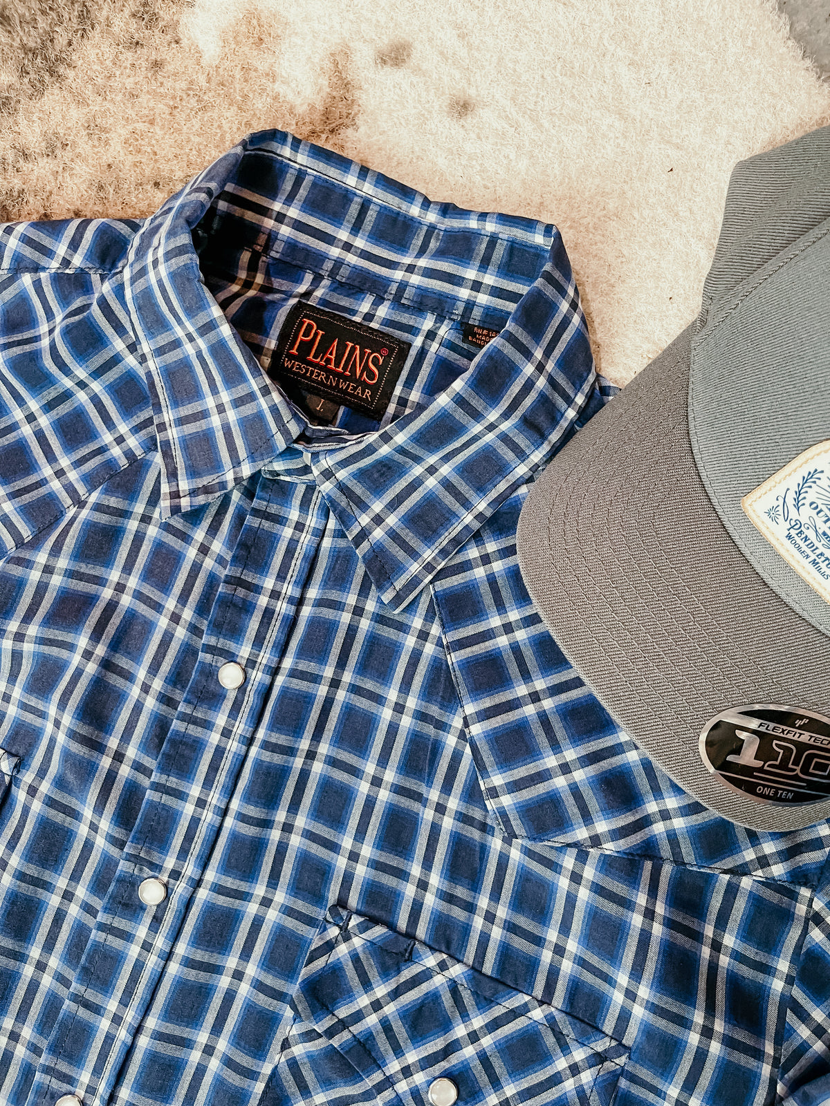 Blue and Navy Plaid Pearl Snap HP
