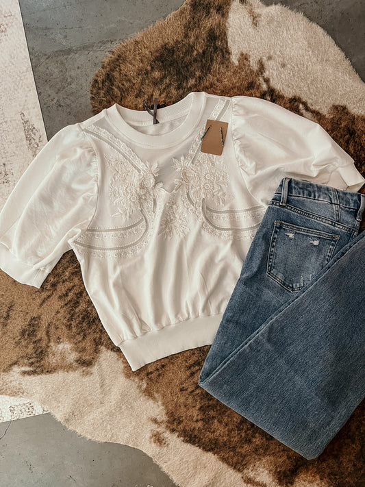 Cream Puff Sleeve Top LU