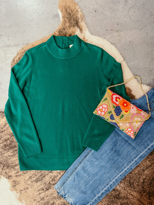 Vintage Green Mock Neck Sweater HP
