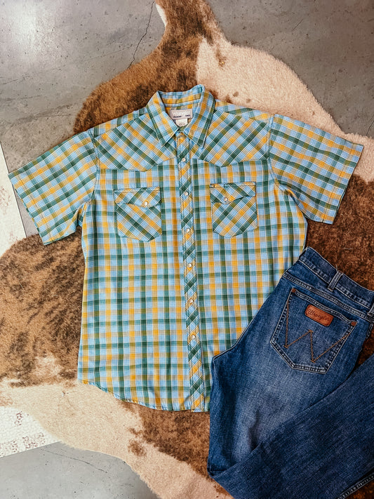 Blue Green Mustard Pearl Snap HP